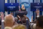 WASHINGTON (United States), 19/06/2025.- White House Press Secretary Karoline Leavitt responds to a question from the news media during the daily press briefing at the White House in Washington, DC, USA, 19 June 2025. Leavitt relayed that President Trump is giving Iran two weeks to negotiate before he makes the decision of whether or not to join Israel's military campaign against Iran's nuclear program. EFE/EPA/SHAWN THEW