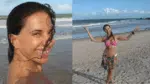 Após um período de internações, Claudia Alencar desfruta da vida em biquíni na praia