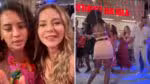 Paolla Oliveira e Taís Araújo aproveitam-se durante a filmagem de um duelo de samba