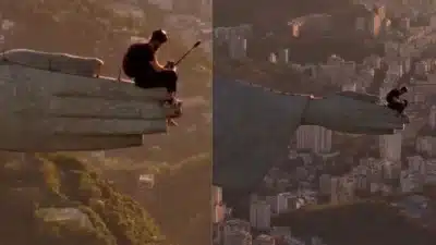 Homem pula da mão do Cristo Redentor, em vídeo; polícia inicia investigação
