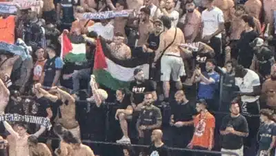 Seguranças do Real Madrid desalfistam bandeira da Palestina na Champions; veja