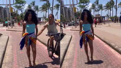 Miss concorrida é abordada e tocada em praia durante filmagem, registrando boletim de ocorrência por assédio Miss concorrida é abordada e tocada em praia durante filmagem, registrando boletim de ocorrência por assédio